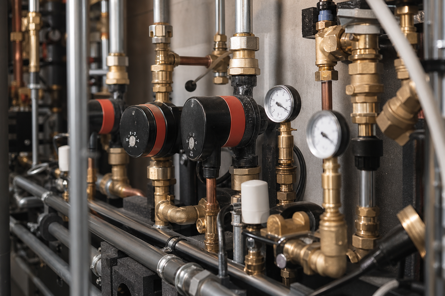 Pumpen und Ventile einer abgestimmten Heizungsverteilung